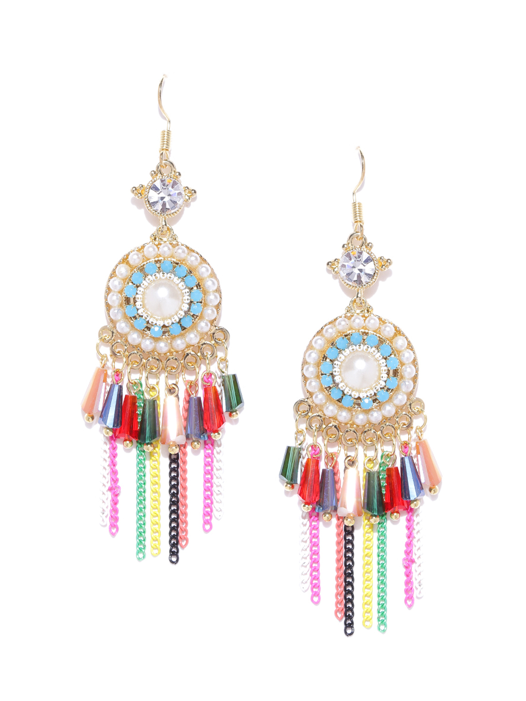 YouBella Multicoloured Circular Drop Earrings